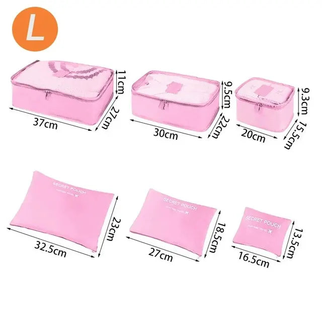 Organizador de viaje de gran tamaño, portátil, para ropa, zapatos, maquillaje, bolsa de almacenamiento de equipaje, 6 unidades 