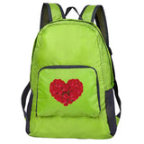 Outdoor Travel Lightweight Portable Foldable Backpack Love Print Folding Green Bag Ultralight Pack for Women Men Hiking Daypack