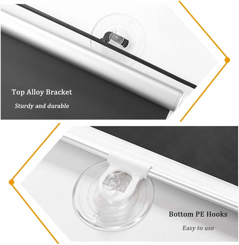 Cordless Retractable Roller Shades Black Home Office Windows Sunshade Thermal blinds without drilling blackout curtain