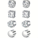 1 Par de Cristal Forte Magnetic Ear Stud Clip Brincos para Homens Mulheres Punk Rodada Zircon Magnet Brincos Não Piercing Jóias