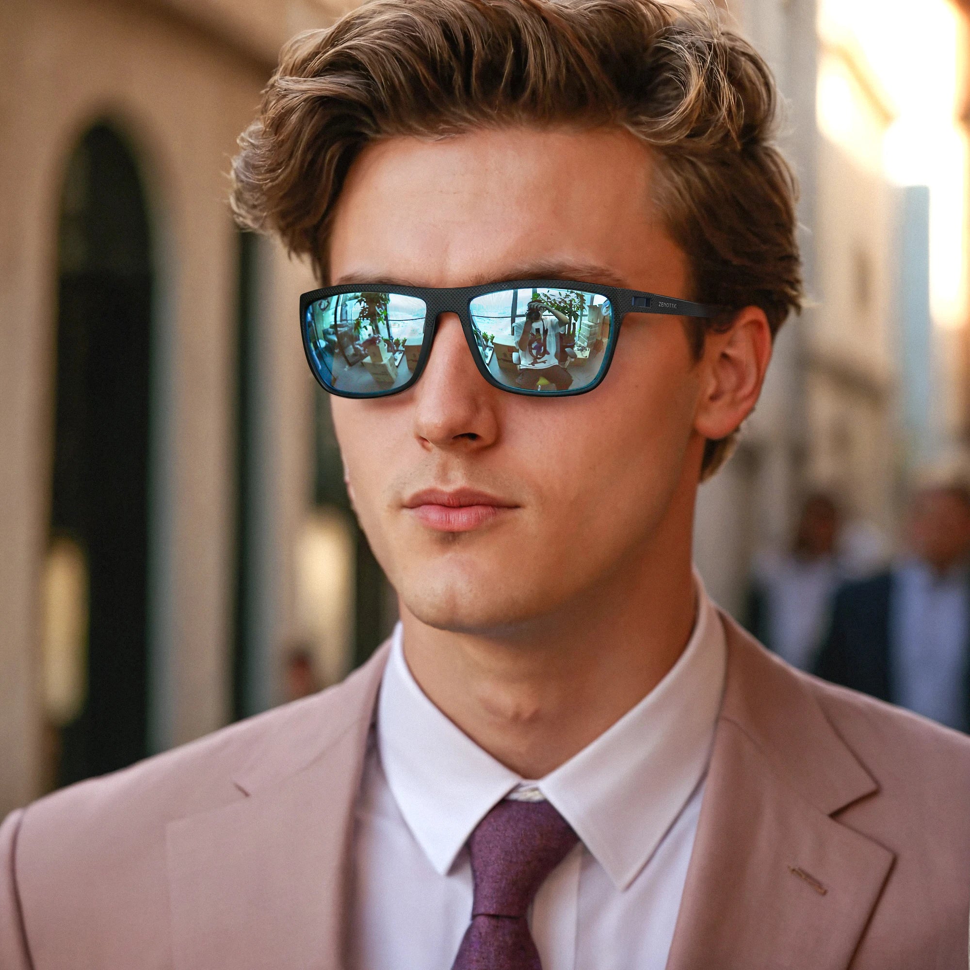 ZENOTTIC Polarized Sunglasses for Men Shades Lightweight TR90 Frame UV400 Protection Square Outdoor Travel Driving Sun Glasses