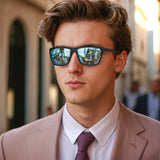 ZENOTTIC Polarized Sunglasses for Men Shades Lightweight TR90 Frame UV400 Protection Square Outdoor Travel Driving Sun Glasses