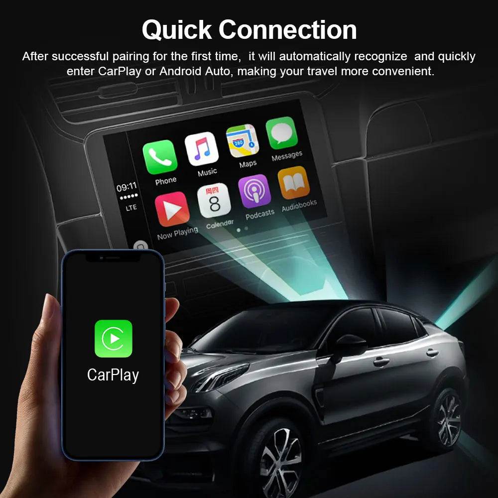 2026 New! 2-in-1 Mini Wireless Adapter Seamlessly Enable Carplay & Android Auto Plug & Play For Most Vehicle Models
