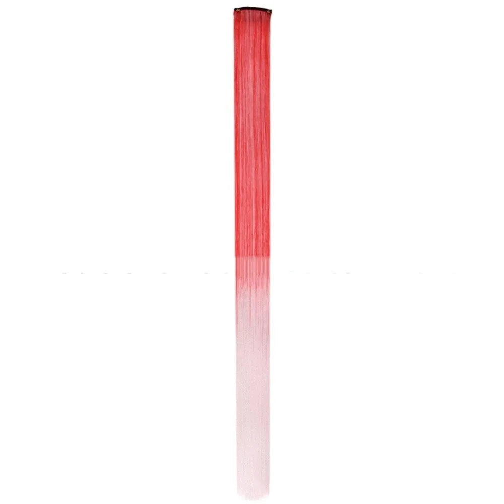 New Stripe Printed Clip-in Hair Extensions Synthetic Straight Hair Highlights Colorful 18 Inch Wig Hairpieces for Girls