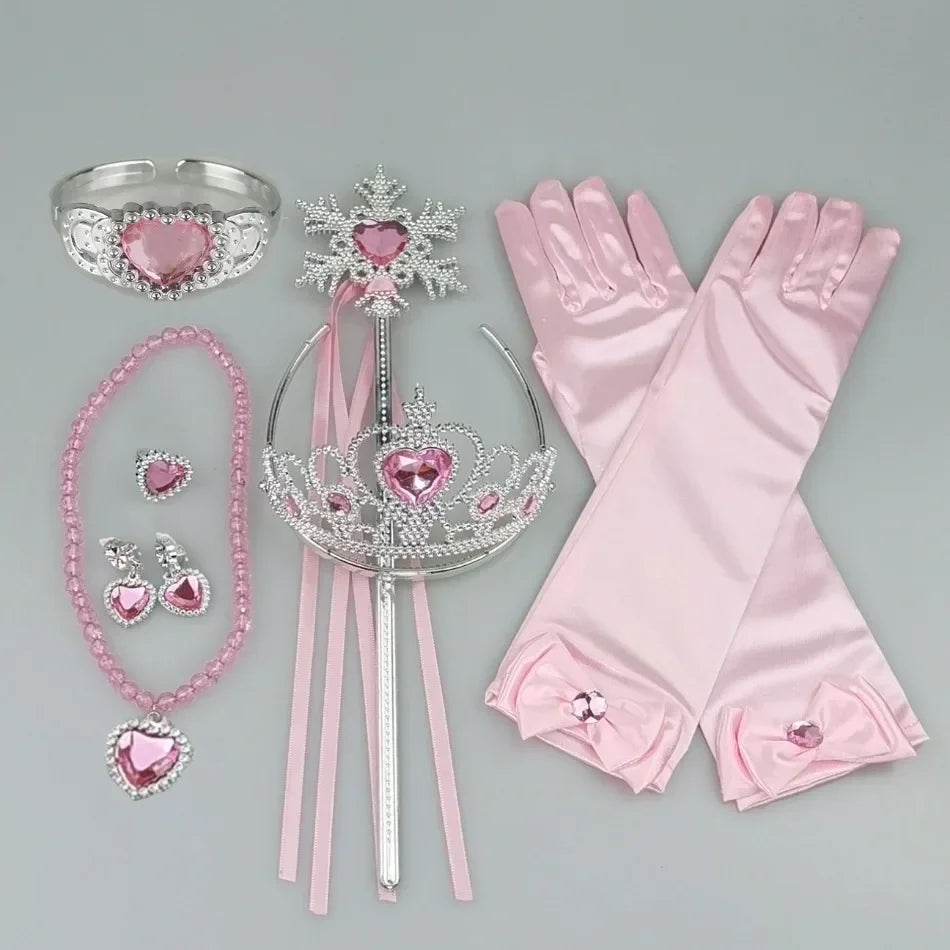 Girls Cosplay Elsa Anna Princess Crown Magic Wand Costume Headband Party Rhinestone Hair Bands For Kids Hairband Gifts Toys