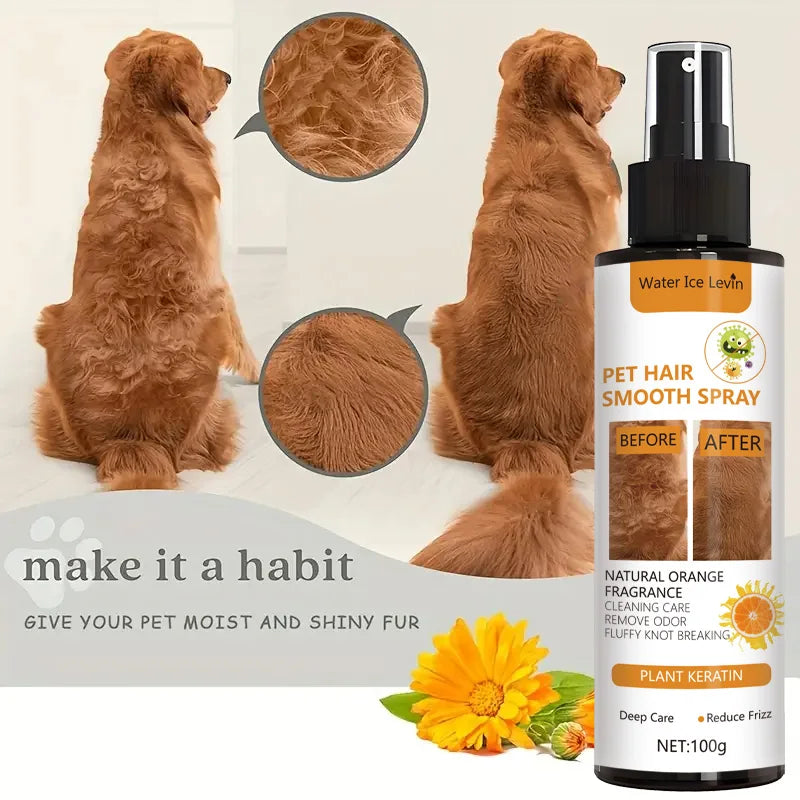100g Pet Hair Smoothing Care Spray Contains Mild Ingredients, Deeply Moisturizing and Moisturizing Hair. One Spray Can Soften Your Pet Hair More Smooth and Shiny.