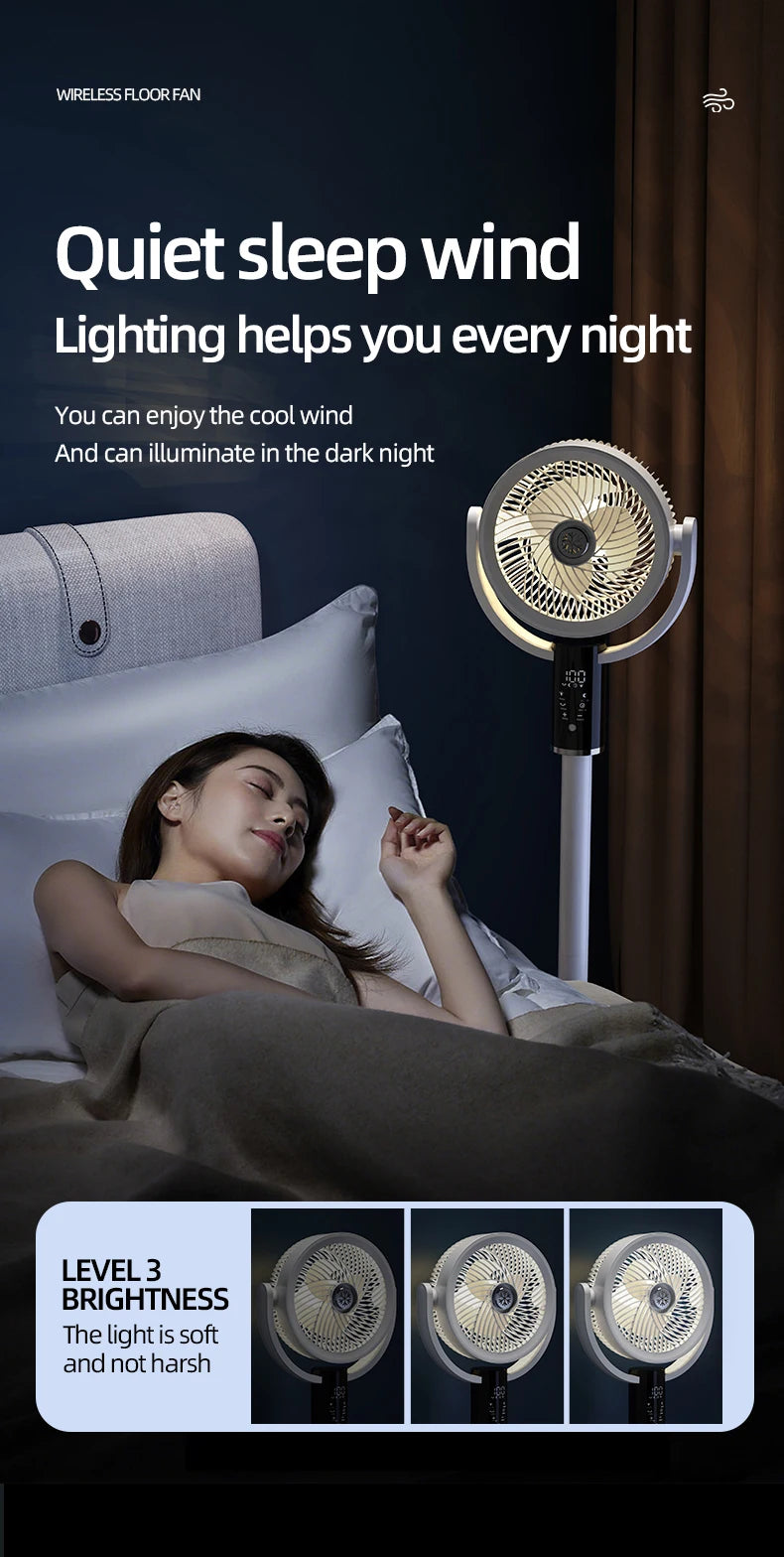 Floor Circulating Fan 6000 mAh Large Capacity Camping Fan With Remote Control Rechargeable Floor-standing Fan Adjustable Height