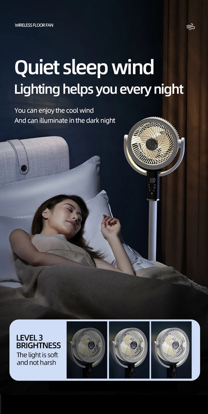 Floor Circulating Fan 6000 mAh Large Capacity Camping Fan With Remote Control Rechargeable Floor-standing Fan Adjustable Height