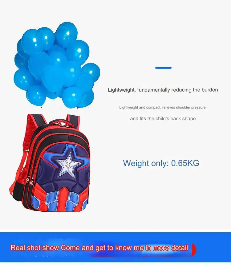 3D five-pointed star children's backpack, nylon waterproof fabric, light-weight children's backpack
