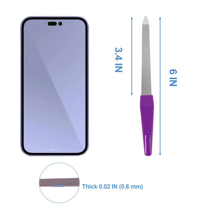 Lima de uñas de metal (6 piezas), limas de uñas para uñas naturales hechas de acero inoxidable, limas de uñas en forma de espada con punta afilada.