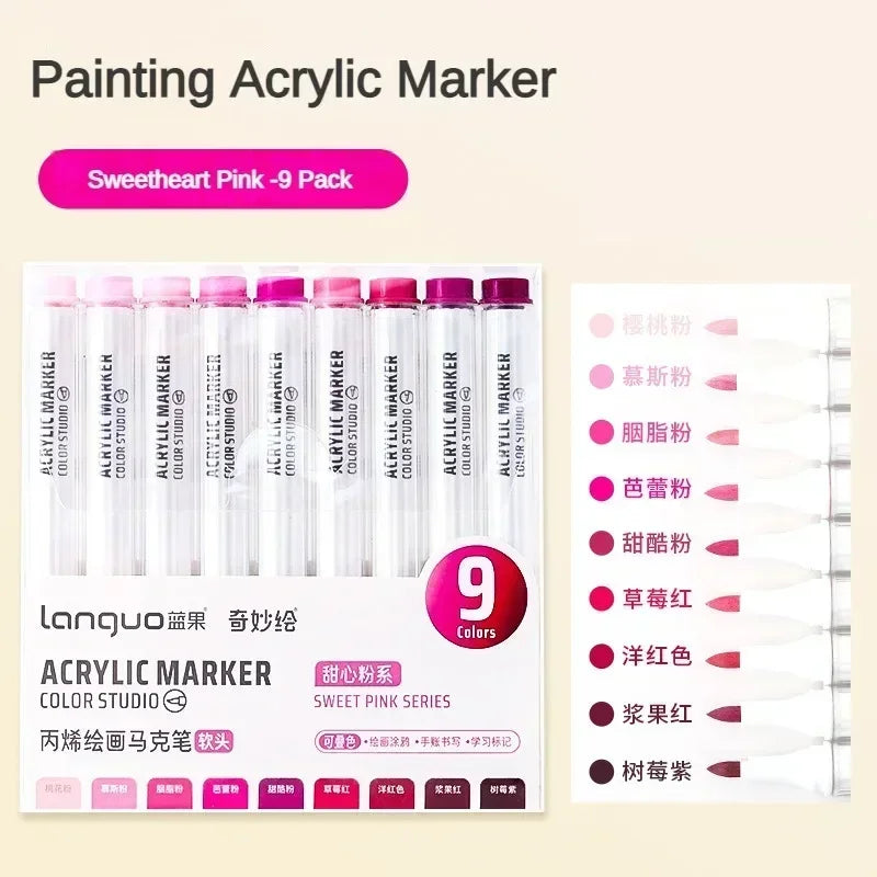9/144 Colors Acrylic Paint Art Marker Pen DIY Painting Drawing for Card Ceramic Stone Mug Glass Fabric Clothes Art Supplies