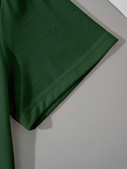 Summer women's fashion simple green solid color casual slim fit short sleeve round neck short mini dress 2024 New