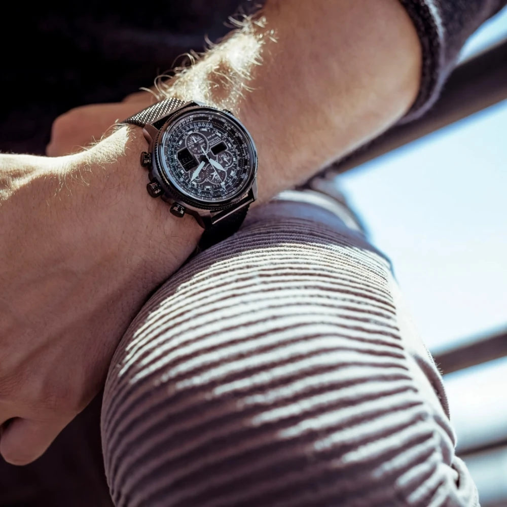 Reloj CITIZEN Skyhawk para hombre, de lujo, resistente al agua, de acero inoxidable, de cuarzo, informal, de negocios.