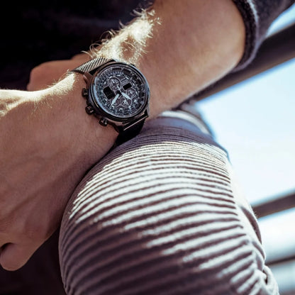 Reloj CITIZEN Skyhawk para hombre, de lujo, resistente al agua, de acero inoxidable, de cuarzo, informal, de negocios.