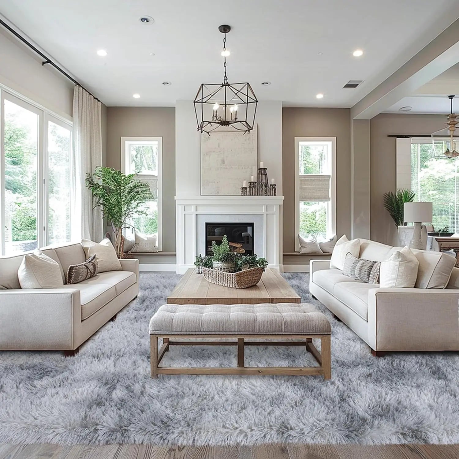 Soft Area Rugs for Living Room Non-Slip Thick Plush Carpets for Winter Anti-Slip Fluffy Artificial Velvet Rugs Soft Gray Carpets