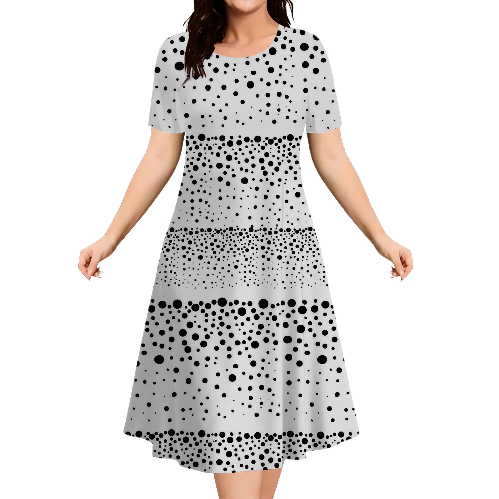 9XL Plus Size Short Sleeve Dresses For Women 2026 Fashion Summer Dot 3D Print Round Neck Dress Female Casual Oversized Clothing