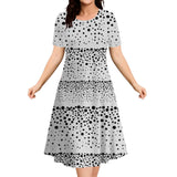 9XL Plus Size Short Sleeve Dresses For Women 2026 Fashion Summer Dot 3D Print Round Neck Dress Female Casual Oversized Clothing