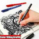 10Pcs Double Tip Permanent Markers Pens Waterproof Oily Fine Tip Black Painting Marker Graffiti Marking Pens School Supplies