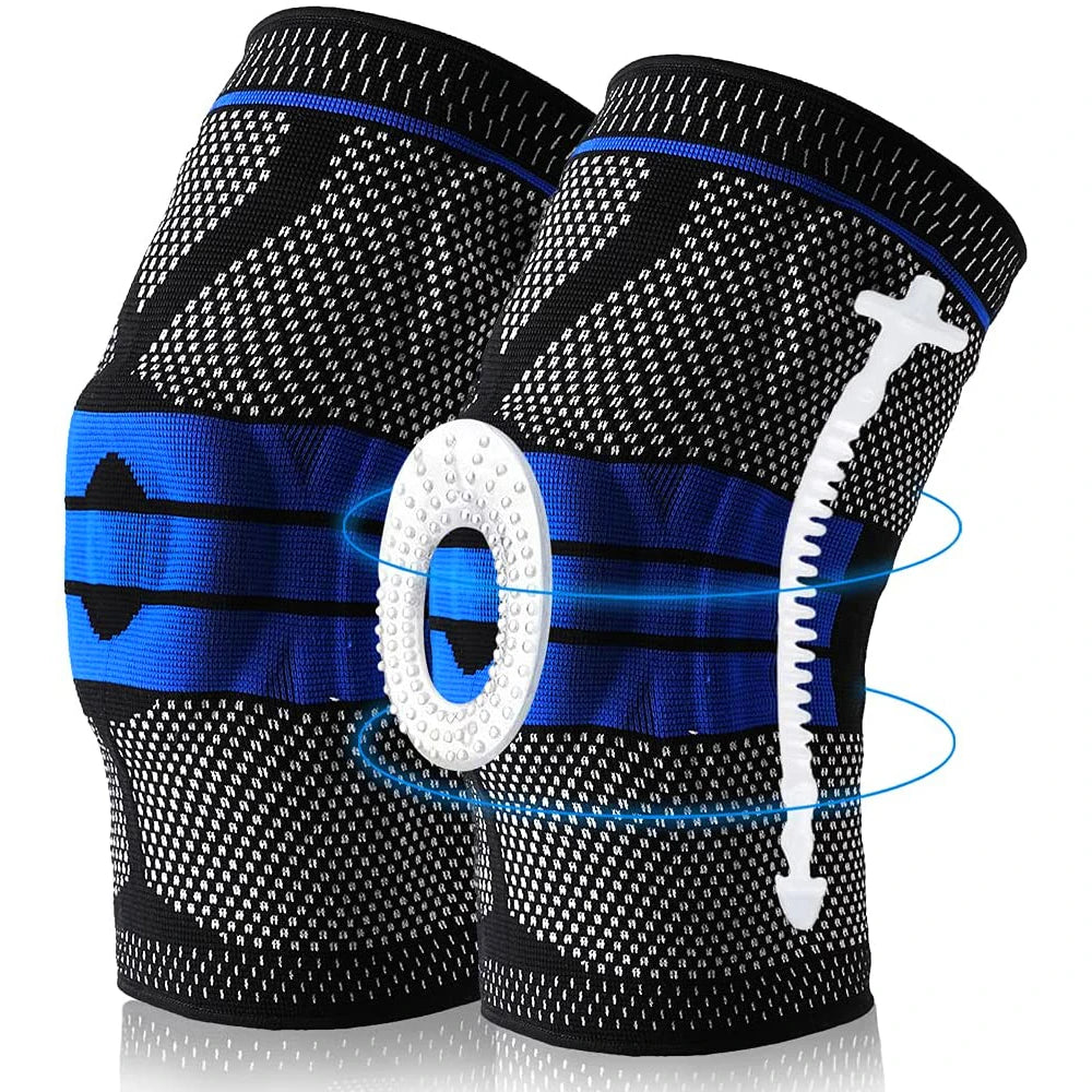 Silicone Padded Knee Pads Supports Brace Basketball Fitness Meniscus Patella Protection Kneepads Sports Safety Knee Sleeves