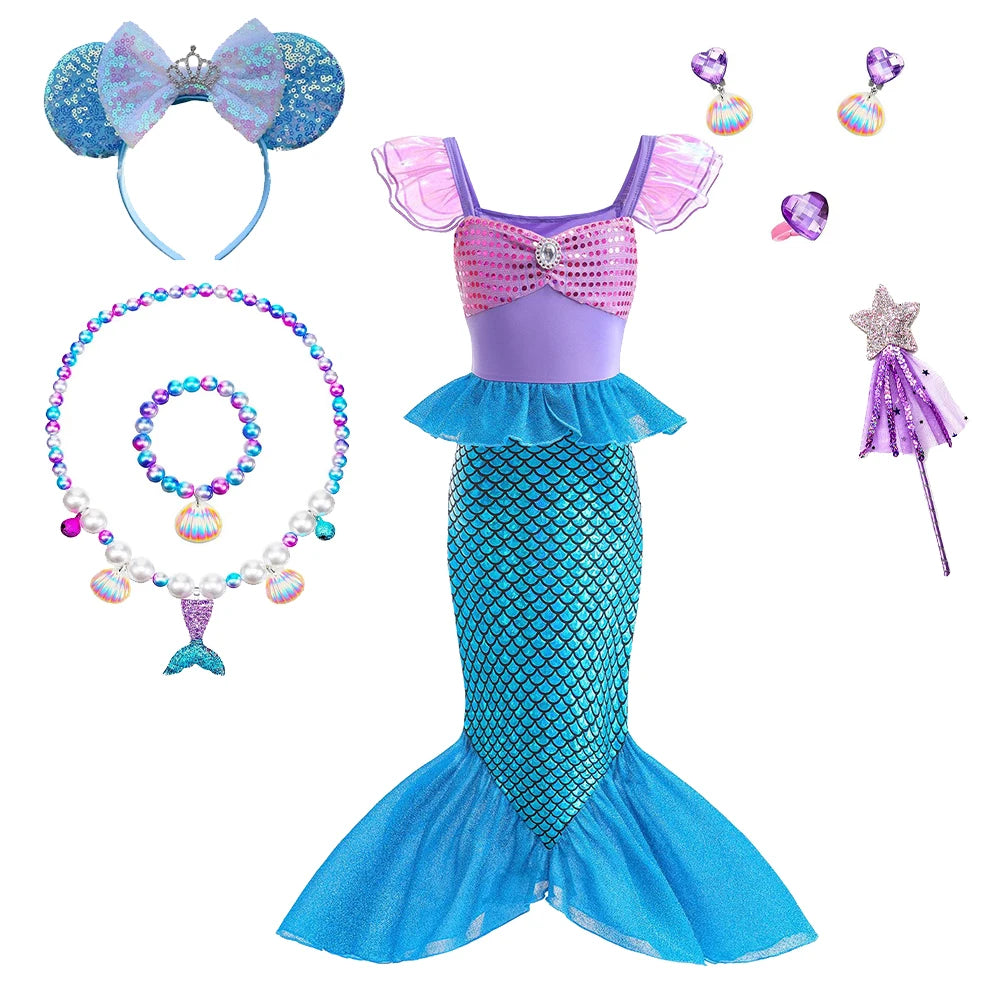 Children's Mermaid Cosplay Costume Girls' Role Play Costume Carnival Halloween Birthday Party Costume Summer Princess Dress