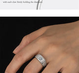 PERFANY 1/2CT Moissanite Ring for Men S925 Pure Silver Sparkling Diamond Domineering Wedding Ring Luxury Wedding Jewelry Gift