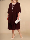 Plus Size Elegant Chiffon Dress Women's Irregular Layered Hem Flowy Midi Dress Fashion Party Wedding Guest Summer O-neck Dresses