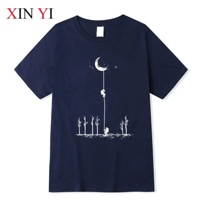 Summer Men's High Quality 100% Cotton Cool Funny Astronaut Print Casual Loose O-neck for Men T-shirt Male T-shirt Hip Hop Tee