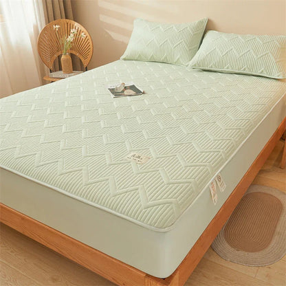 Waterproof Quilted Mattress Cover - Cotton Top, Antibacterial Fiber Fill, TPU Waterproof Layer - A-Class Health Standard