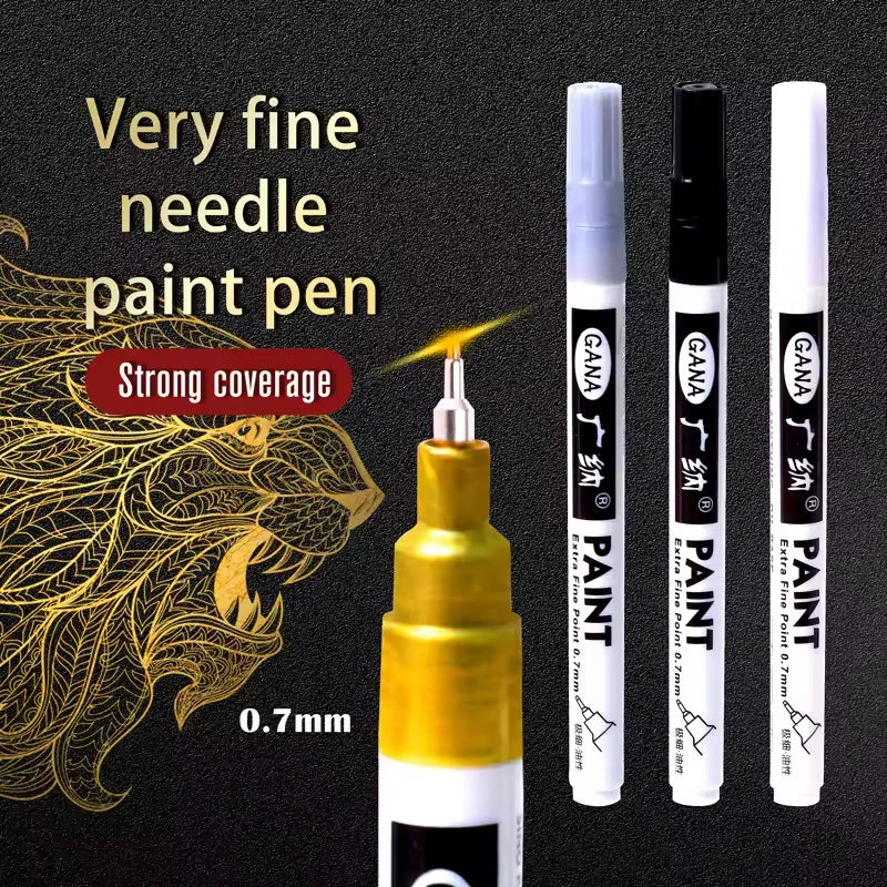 Fine tip permanent Paint Marker Pen DIY Paint Metallic Pen Permanent Gold SILVER Marker Touch Up,School Model Painting