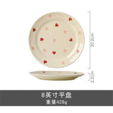 Heart-shaped Ceramic Dinnerware Set, Dinner Plate, Rice Salad Bowl, Coffee Mug, Japanese Love, Warm Gift for Valentine day