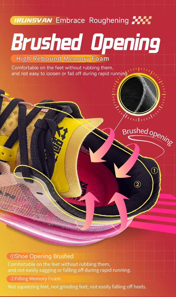 IRUNSVAN Men Running Shoes Breathable Sports Shoe Lightweight Marathon Carbon plate Sneaker Casual Comfortable Athletic Training