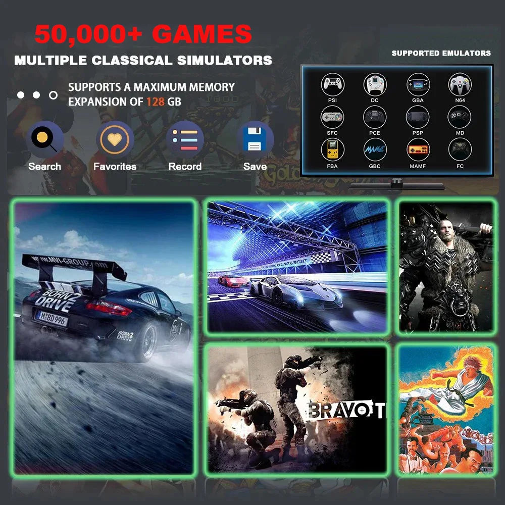 X8 Super 4K HD Game Stick 128GB 50000 Retro Games Dual 2.4G Wireless Controller Portable Plug & Play TV Game Console