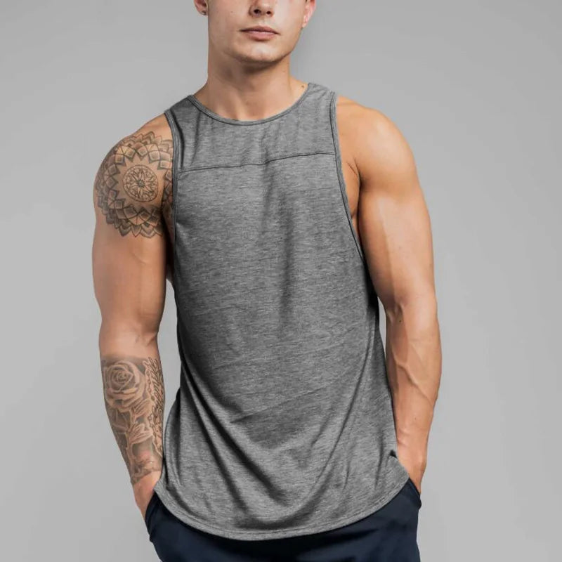 Camisetas sin mangas de algodón para hombre, Camiseta deportiva transpirable de Color sólido para culturismo y Fitness, camisetas holgadas para entrenamiento muscular