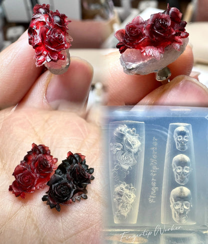 1Pc Chain Ice Flower Fox Spoon Fork Dragon Snake Butterfly 3D Acrylic Mold Nail Art Decorations  DIY Design Silicone Nails Mold