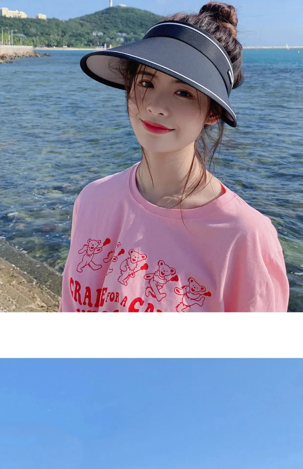 New Sun Hat Women's UV Protection Sun Hat Summer Empty Top Cap Large Brim Outdoor Cycling Face Shade Hat Woman