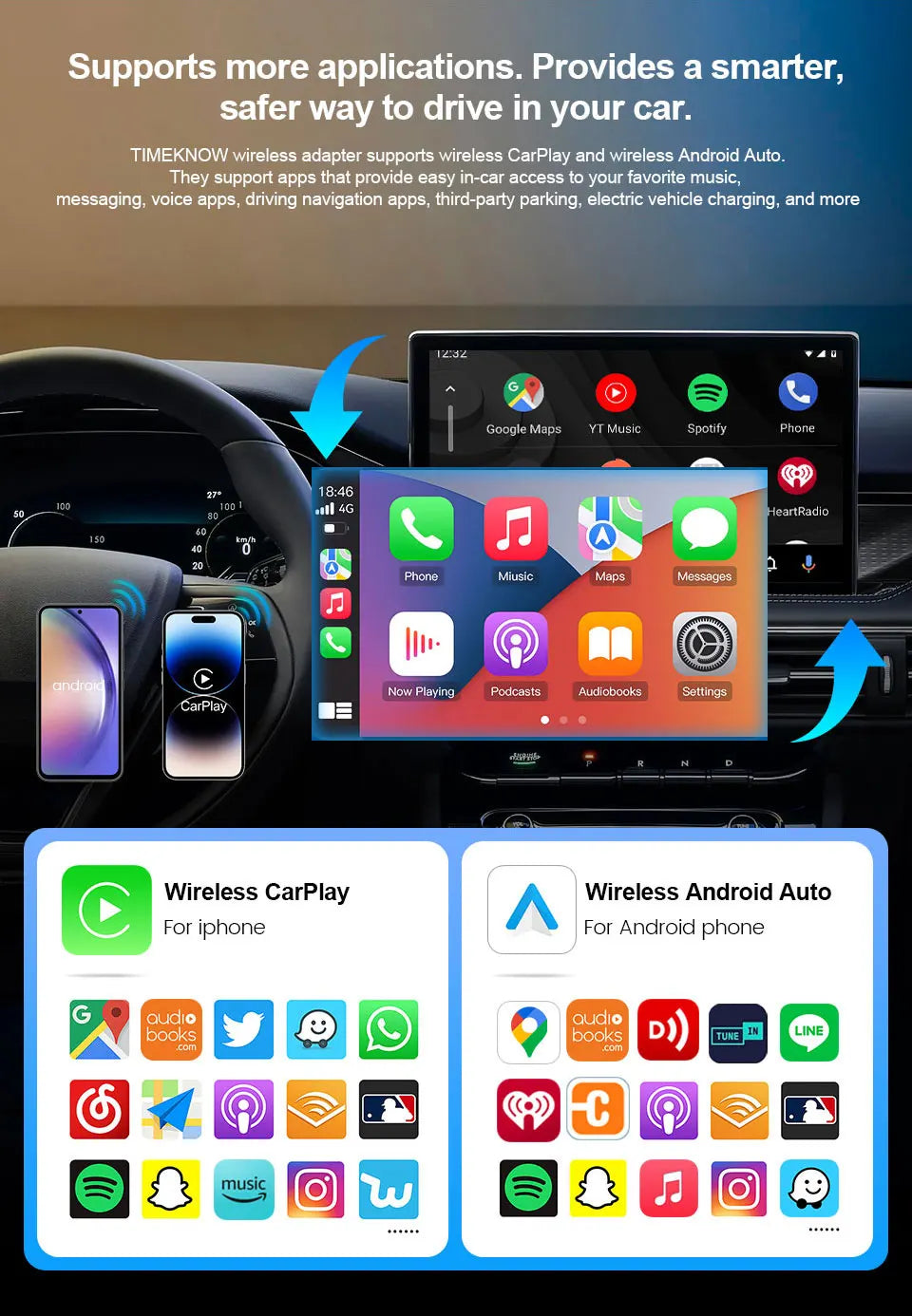 2026 New! 2-in-1 Mini Wireless Adapter Seamlessly Enable Carplay & Android Auto Plug & Play For Most Vehicle Models