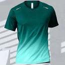 Camisetas deportivas para hombre, ropa deportiva de fitness, de secado rápido, con gradiente, de manga corta, para exteriores, baloncesto, entrenamiento, running, ropa para hombre