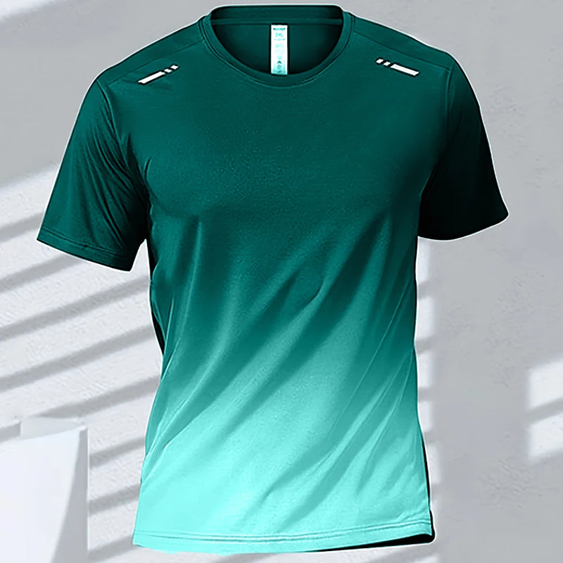 Camisetas deportivas para hombre, ropa deportiva de fitness, de secado rápido, con gradiente, de manga corta, para exteriores, baloncesto, entrenamiento, running, ropa para hombre