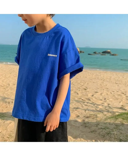 Boys' Summer Short Sleeve T-shirt New Small And Medium Children's Round Neck Top Children's Casual Versatile Half Sleeve Fashion