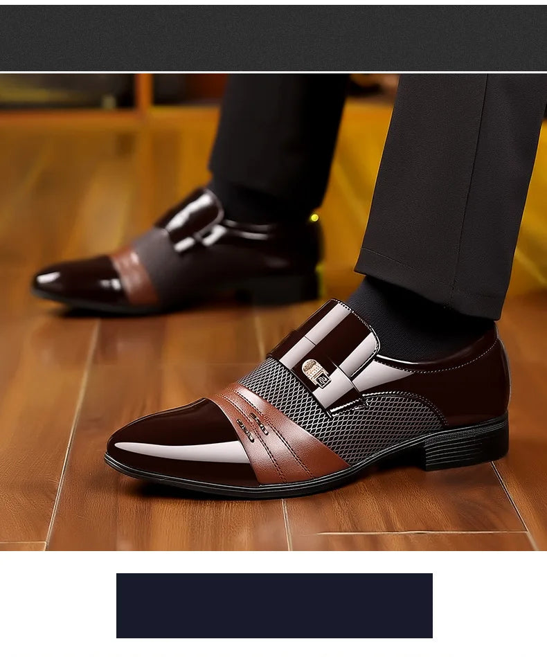 Men's Luxury Lacquer Oxford Wedding Shoes, Pointed Toe Dress Shoes for Men, Classic Business Men's Leather Shoes, Big Size 38-48