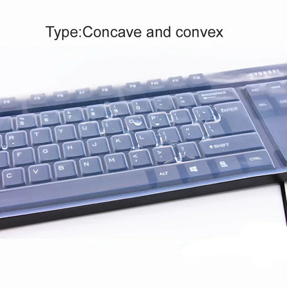 Protector de silicona universal para teclado, funda protectora para PC de escritorio, transparente, de gel de sílice, cóncavo y resistente a golpes.
