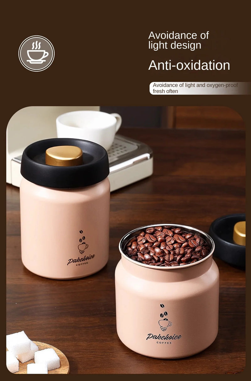 316 Stainless Steel Vacuum Coffee Storage Container Airtight Light-proof Tea Spice Food Storage Jar Kitchen Tool