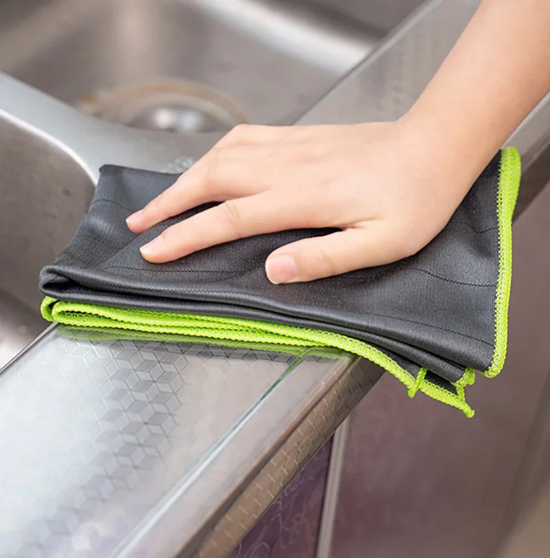 Paño de microfibra para limpiar ventanas, copas de vino, platos y vasos, fibra de carbono. 