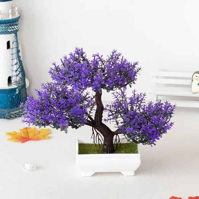 Plantas de plástico artificiais bonsai pequeno vaso de árvore planta falsa vaso de flores arranjo de jardim ornamentos quarto decoração de mesa de casa