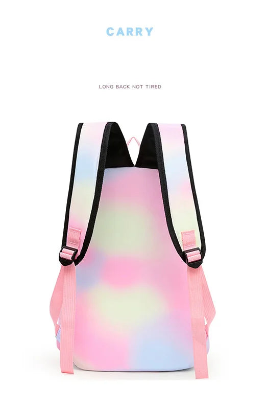 3pcs Disney Lilo Stitch Colorful Backpack with Lunch Bag for Women Student Teenagers Rucksack Casual School Bags Sets