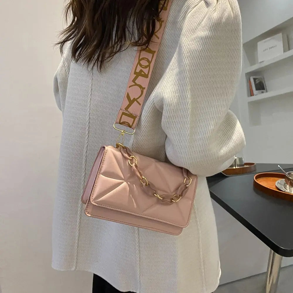 Winter Large Shoulder Bags for Women Stone Pattern PU Leather Crossbody Bags Brand Pink Tote Handbags Chains Shopper Clutch Purse