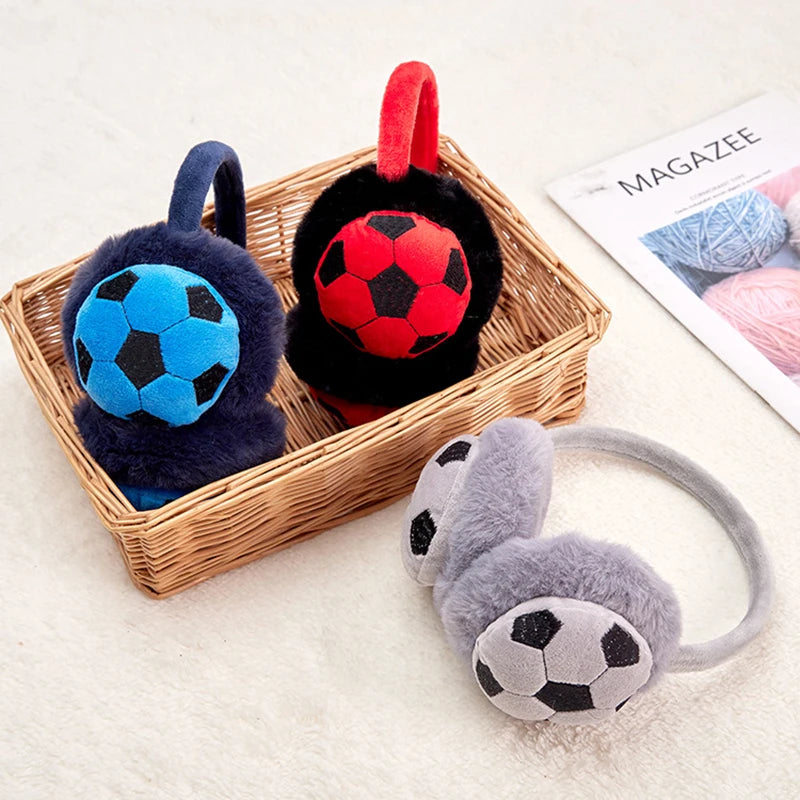 Orejeras de fútbol para niños, bonitas, para invierno, viajes al aire libre, resistentes al frío, cálidas y gruesas, para bebés, niños y niñas.