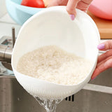 Rice Sieve Plastic Colander Kitchen Drain Basket with Handles Rice Bowl Strainer Basket Sink Drain Kitchen Tools
