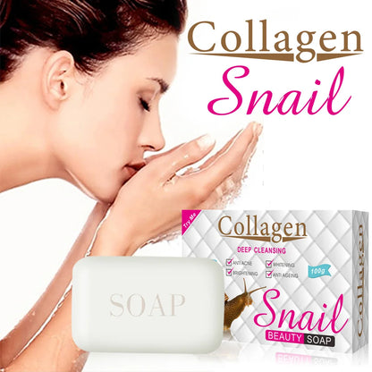 100g Snail Collagen Handmade Soap Face Body Cleansing Bleaching Soap Skin Moisturizing Brighten Hand-crafted Soap PM6861