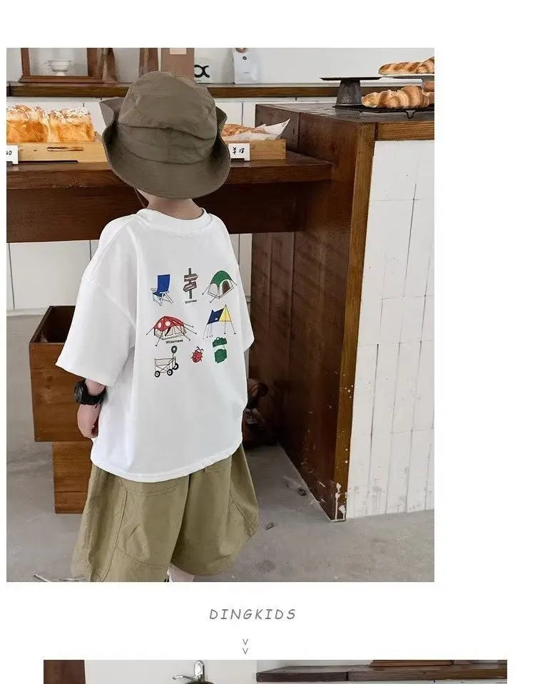 Boys' Summer Short Sleeve T-shirt New Small And Medium Children's Round Neck Top Children's Casual Versatile Half Sleeve Fashion